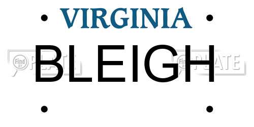 BLEIGH Virginia License Plate