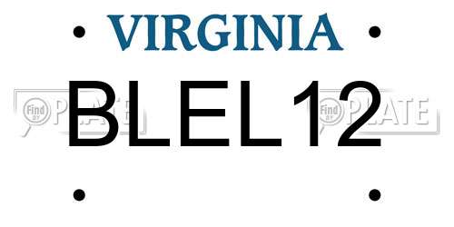 BLEL12 Virginia License Plate