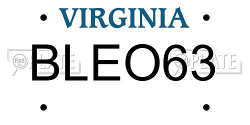 BLEO63 Virginia License Plate