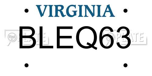 BLEQ63 Virginia License Plate