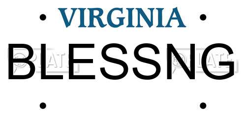 BLESSNG Virginia License Plate