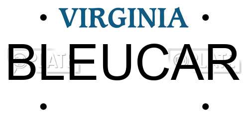 BLEUCAR Virginia License Plate