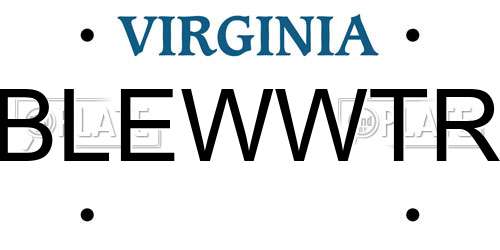 BLEWWTR Virginia License Plate