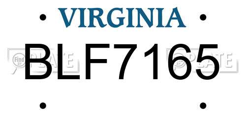 BLF7165 Virginia License Plate
