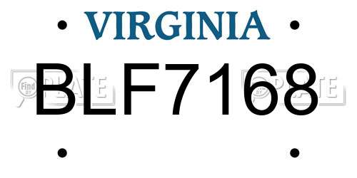 BLF7168 Virginia License Plate
