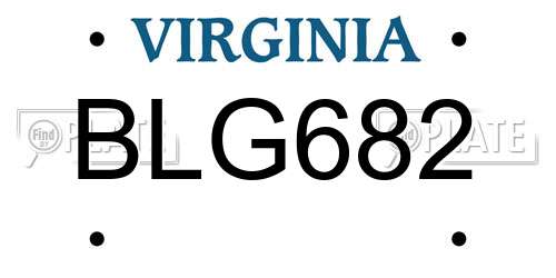 BLG682 Virginia License Plate