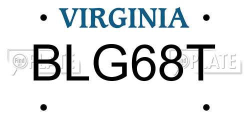 BLG68T Virginia License Plate