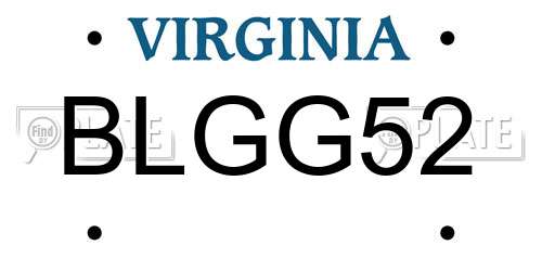 BLGG52 Virginia License Plate
