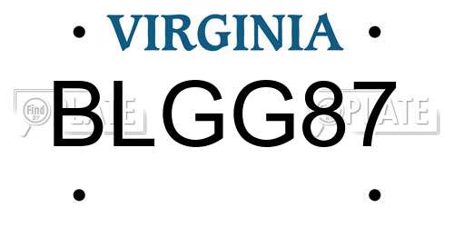 BLGG87 Virginia License Plate