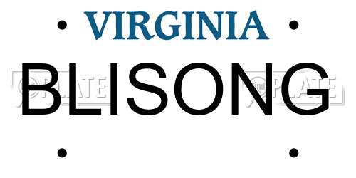 BLISONG Virginia License Plate