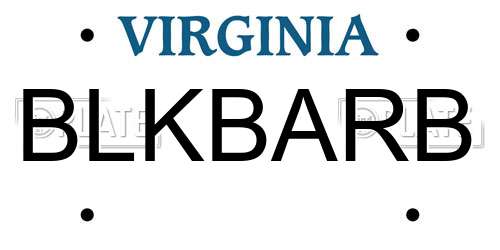 BLKBARB Virginia License Plate