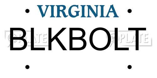 BLKBOLT Virginia License Plate