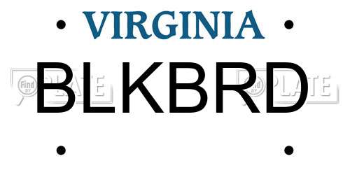 BLKBRD Virginia License Plate
