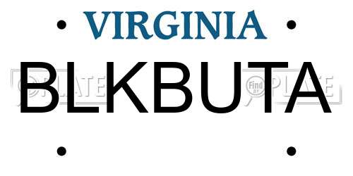BLKBUTA Virginia License Plate