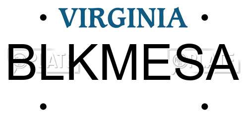 BLKMESA Virginia License Plate