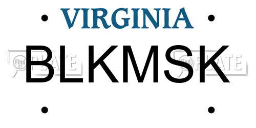 BLKMSK Virginia License Plate