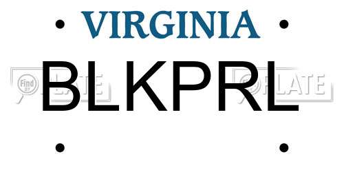 BLKPRL Virginia License Plate