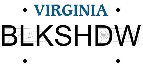 BLKSHDW Virginia License Plate