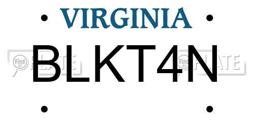 BLKT4N Virginia License Plate