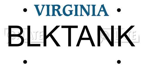 BLKTANK Virginia License Plate