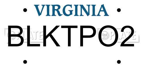 BLKTPO2 Virginia License Plate