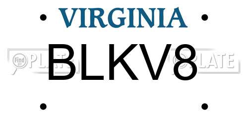 BLKV8 Virginia License Plate