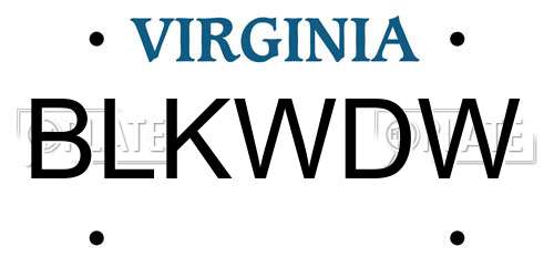 BLKWDW Virginia License Plate