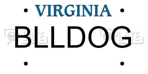 BLLDOG Virginia License Plate
