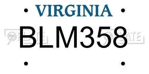 BLM358 Virginia License Plate