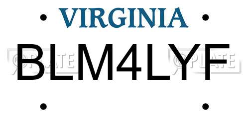 BLM4LYF Virginia License Plate