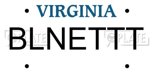BLNETTT Virginia License Plate