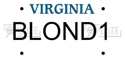 BLOND1 Virginia License Plate