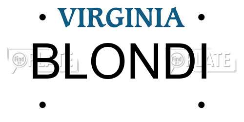 BLONDI Virginia License Plate