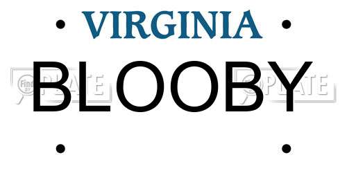 BLOOBY Virginia License Plate