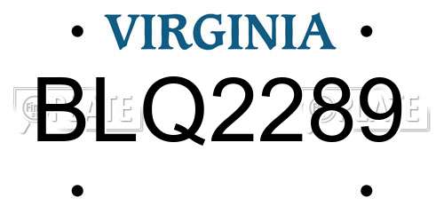 BLQ2289 Virginia License Plate