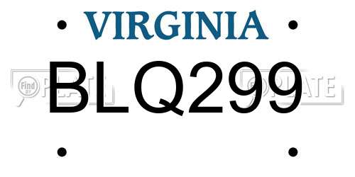 BLQ299 Virginia License Plate