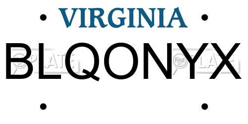 BLQONYX Virginia License Plate