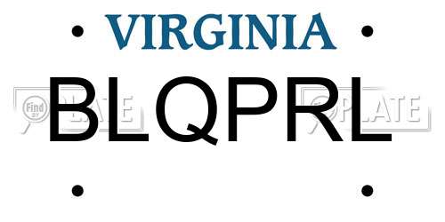 BLQPRL Virginia License Plate