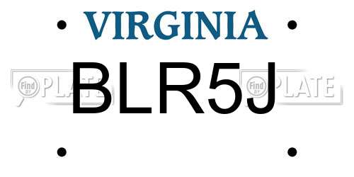 BLR5J Virginia License Plate