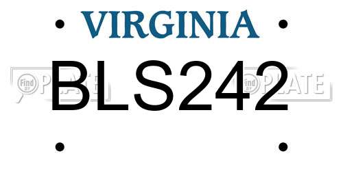 BLS242 Virginia License Plate