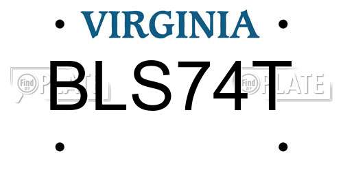 BLS74T Virginia License Plate
