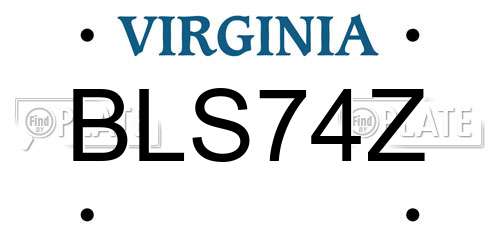 BLS74Z Virginia License Plate