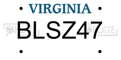 BLSZ47 Virginia License Plate