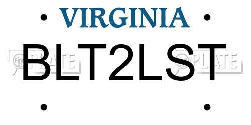 BLT2LST Virginia License Plate