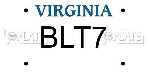 BLT7 Virginia License Plate