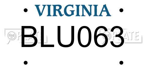 BLU063 Virginia License Plate
