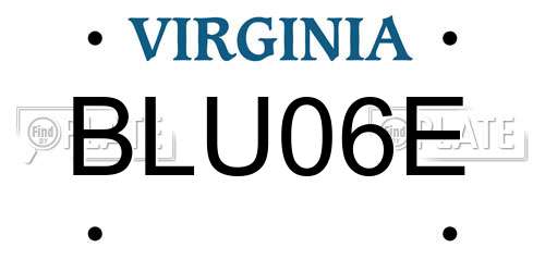 BLU06E Virginia License Plate