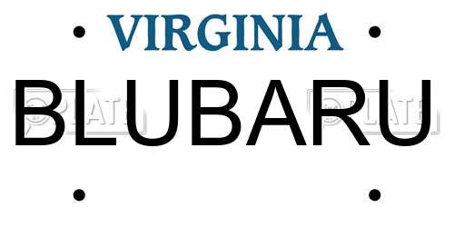 BLUBARU Virginia License Plate