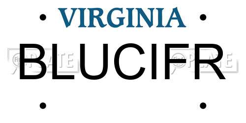 BLUCIFR Virginia License Plate