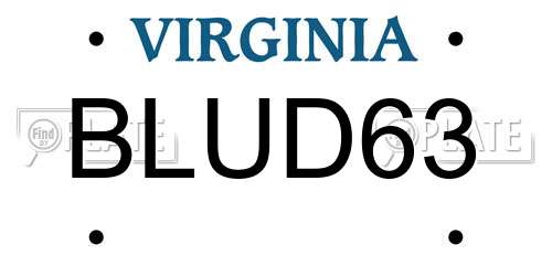 BLUD63 Virginia License Plate